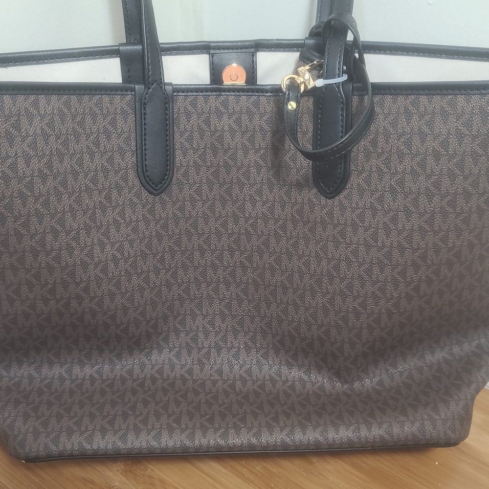 MICHAEL KORS Eliza Large East West Open Tote Purse Handbag, Brown, New - Picture 9 of 16